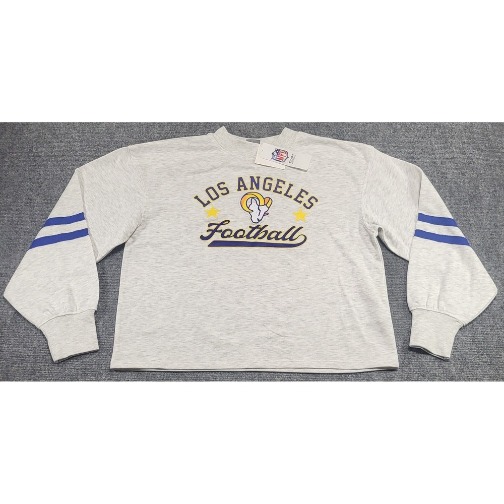 NFL Los Angeles Rams CSA Women's Cropped Long Sleeve Gray Sweatshirt Size Large